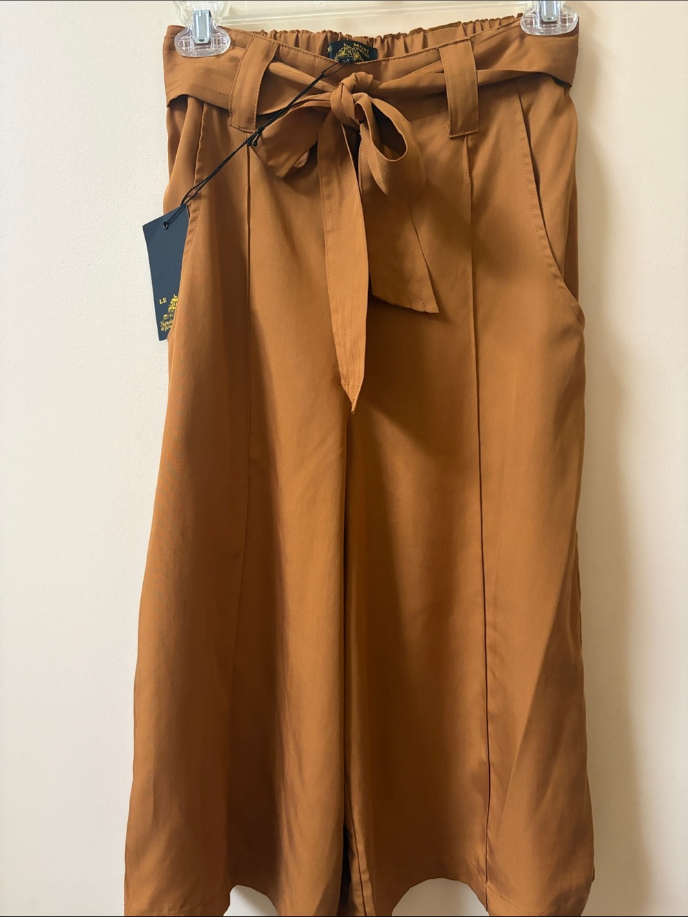 Tie Front Cropped Wide-Leg Pants - NEW